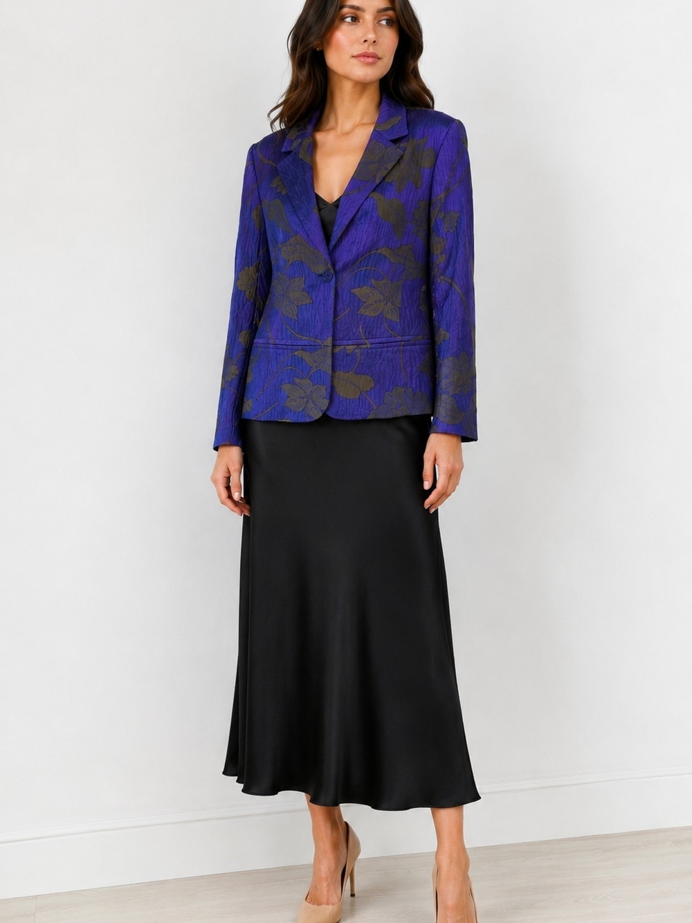 ETRO MILANO PURPLE FLORAL JACQUARD SILK BLEND BLAZER IT 46 DESIGNER LUXURY